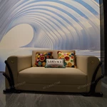 Light Beige Leather Sofa Set with Double-Layer Diamond Quilted Craftsmanship, Black Glossy Curved Natural Wood Veneer & Golden Stainless Steel Accents